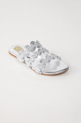 Silver Wavy Slide Sandals